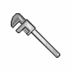 Pixel art of adjustable wrench. Pixelated repair and tools icon vector. Spanner symbol, Mechanic spanner sign. Professional mechanical maintain tool logo.