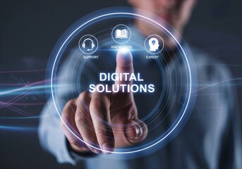 Futuristic Digital Solutions Interface with Touch Screen