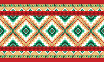 A bold modern tribal geometric pattern with symmetrical shapes and vibrant color contrasts. Perfect for textiles, fashion, and boho-inspired design.
