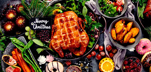 Christmas holidays table setting concept