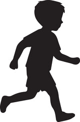 boy running silhouette vector