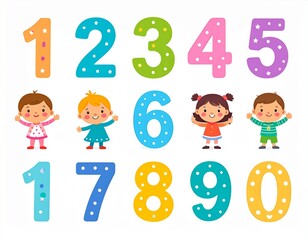 Fototapeta premium Playful Kids’ Educational Vector Illustrations—Playful numbers vector for preschool learning