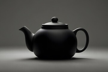 Stylish black ceramic teapot with smooth surface and rounded body for modern tea service or cozy home display