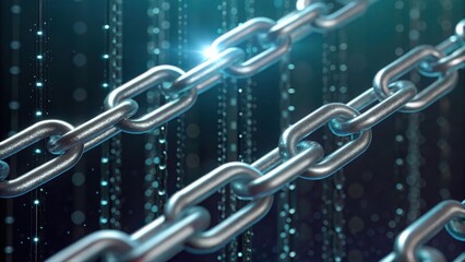 Fototapeta premium Close-Up of Interlinked Silver Chains with Sparkling Background