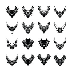 Fototapeta premium Charming ornate decorative necklace designs set with elegance Silhouette Vector illustration 