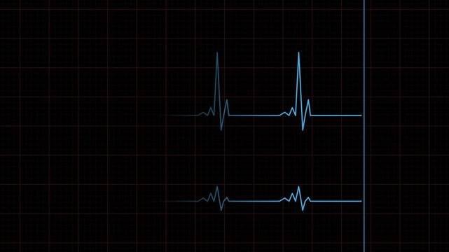 Heartbeat Line Cardiogram Blue Heart Pulse Beat Monitor Loop.