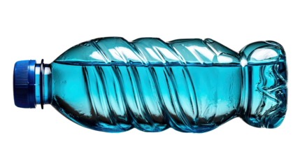 Refreshing Hydration: A close-up captures a transparent plastic water bottle filled with crystal-clear liquid, showcasing a simple yet vital element of life's essence.