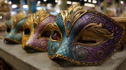 Fototapeta premium Beautifully decorated masks are worn during the historic Venetian carnival