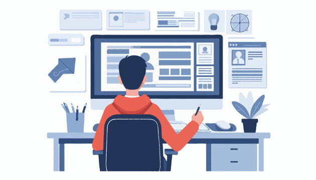 Flat vector illustration of a web developer