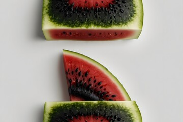 resh cut watermelon wedges showcasing juicy red texture and green rind for healthy summer fruit snack photography