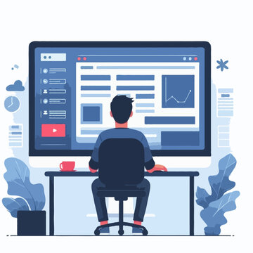 Flat vector illustration of a web developer