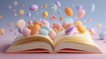 A stack of books with colorful magic lights radiating from an open page, symbolizing the love of learning and the power of knowledge