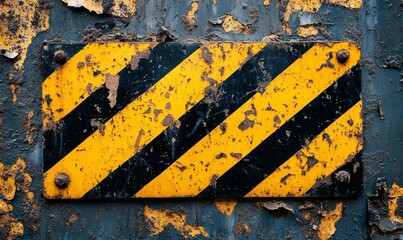 hazard yellow and black striped sign, symbolizing caution and safety. This image represents the importance of adhering to safety regulations in various industries, Generative AI