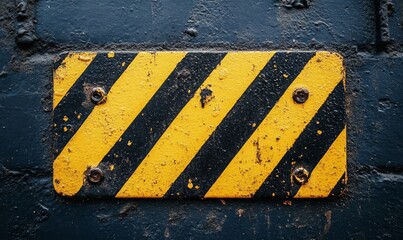 hazard yellow and black striped sign, symbolizing caution and safety. This image represents the importance of adhering to safety regulations in various industries, Generative AI