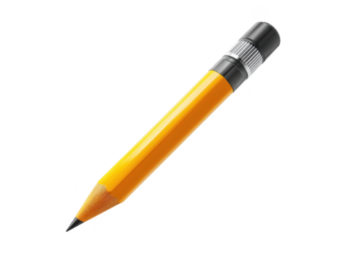 Realistic rendering of a yellow pencil on a black background isolated on transparent background