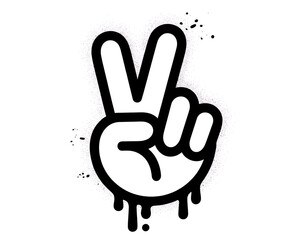 Obraz premium Graffiti style peace sign hand gesture with dripping paint effect