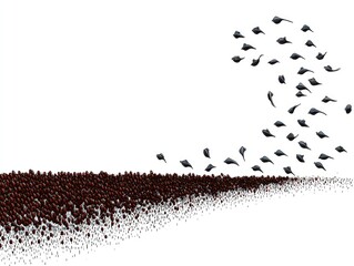 Dark swimmers emerge from a crimson field