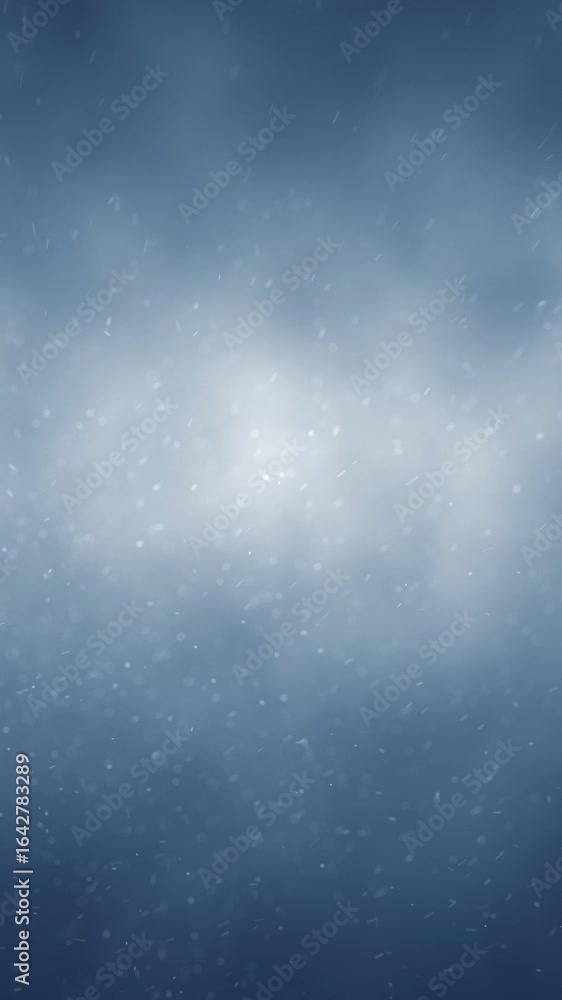 Poster dust particles flying in wind on abstract blurred blue white light moving up loop motion vertical ba