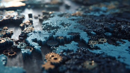 Detailed close-up of intricate gears and cogs.