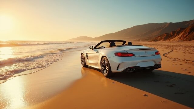 Beach car leisure scene