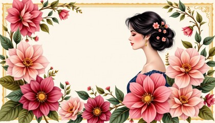 Vintage Mothers Day Wedding Invitation with Dahlias