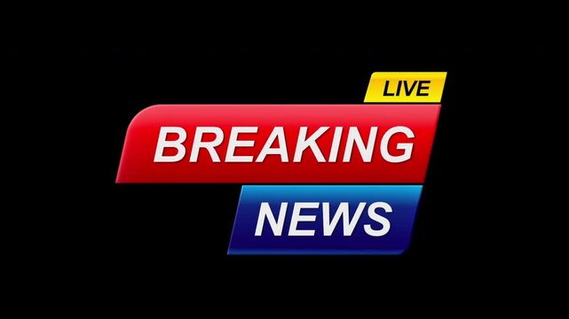 4K UHD breaking news intro animation template with alpha matte, Breaking News logo for TV broadcast, social media and online news presentation