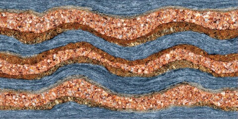 Abstract layered design with wavy lines