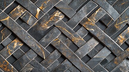 Elegant woven slate texture with golden veins creating a sophisticated background design for