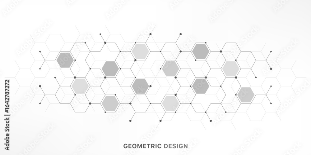 Poster graphic design element with abstract geometric background of simple hexagon pattern