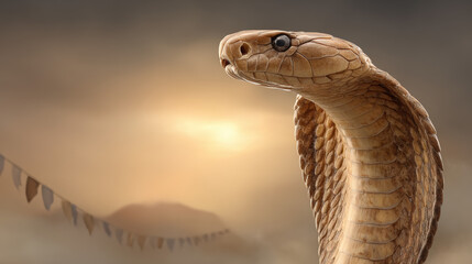 Fototapeta premium Detailed close-up of a snake's head showcasing scales predator instincts natural habitat and outdoor wilderness scene with vivid wildlife photography