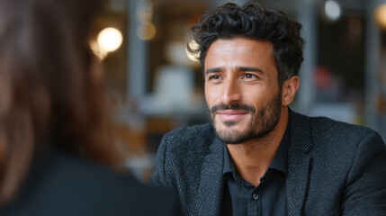 Obraz premium Professional business meeting with confident team collaboration in modern office environment emphasizing success leadership and effective communication for corporate growth