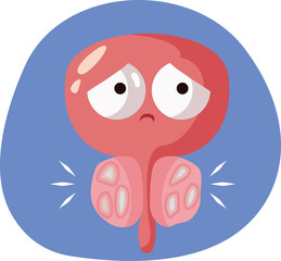 Obraz premium Swollen Prostate Organ Suffering Vector Cartoon Illustration. Unhappy engaged male gland suffering from prostatitis 