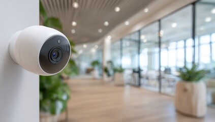 Security camera in modern office space
