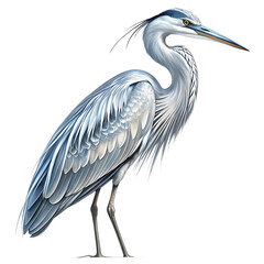Obraz premium Great blue heron standing gracefully isolated on transparent background