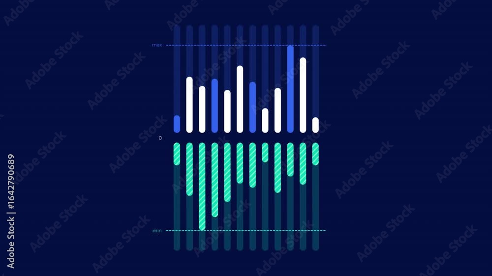 Poster business infographic element - animated diverging column chart