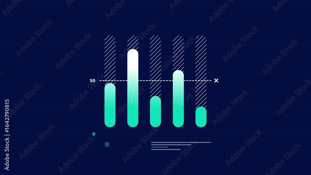 Poster business infographic element - animated bar chart with 5 columns