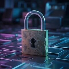 Futuristic Cyber Security Lock with Circuit Board Design