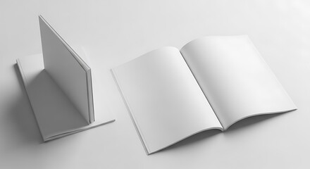 Open blank book with white pages isolated on white background