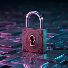 Futuristic Cyber Security Lock with Circuit Board Design