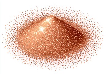 Copper glitter pile on white background