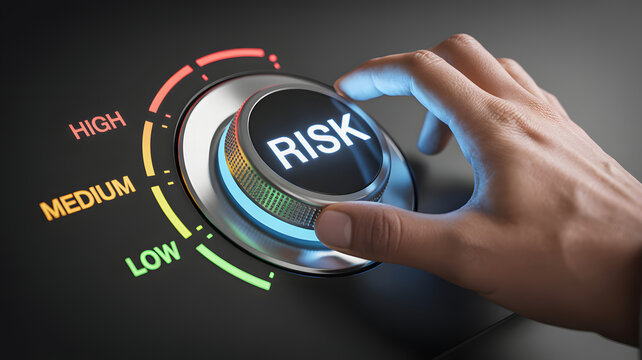 Hand adjusting risk dial to a higher setting with clear indicators