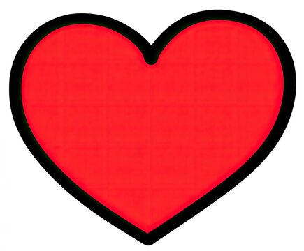 Simple red heart shape with a black outline