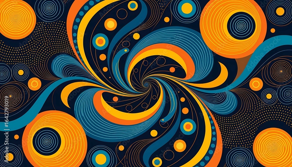 Aufkleber retro psychedelic swirl pattern colorful abstract art with dynamic flowing shapes