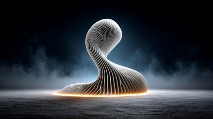 Rippled waveform light tracing curves through fog