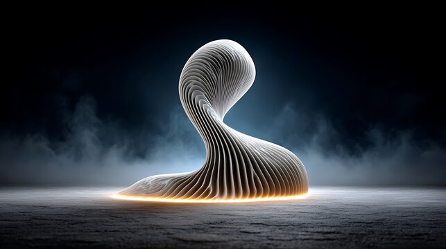 Rippled waveform light tracing curves through fog - Powered by Adobe
