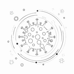 Naklejka premium A minimal vector of an imagined virus mutation, using asymmetric geometric and organic forms.
