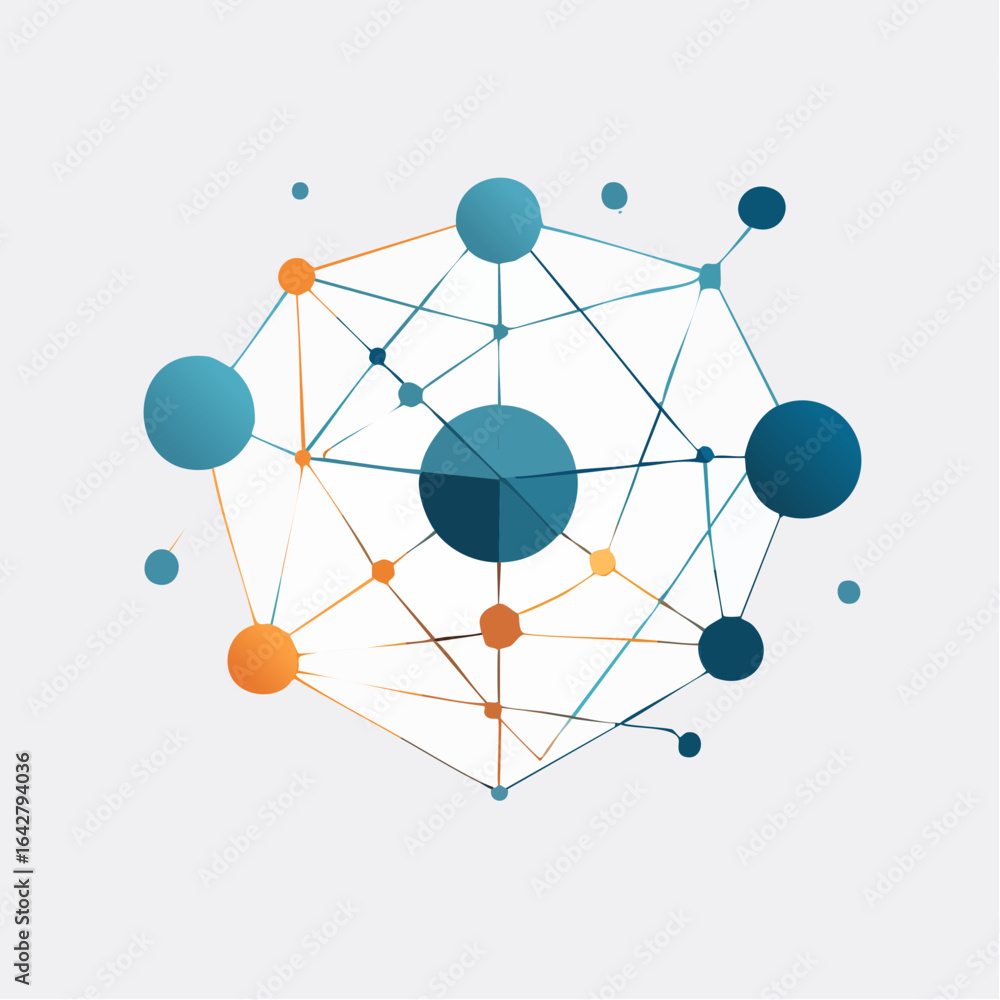Aufkleber a clean minimalist vector of molecular clusters linked by fine abstract lines for a scientific feel.