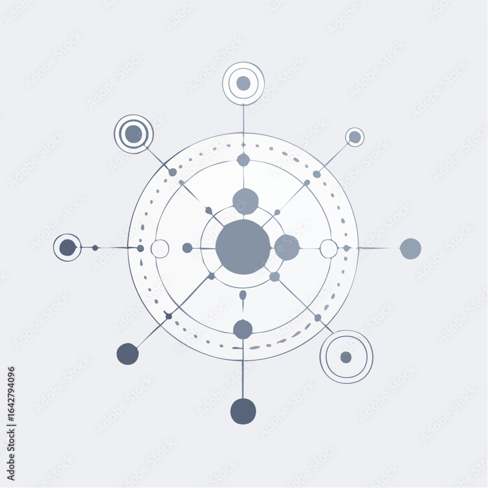 Aufkleber a clean minimalist vector of molecular clusters linked by fine abstract lines for a scientific feel.