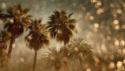 Palm trees in golden sunlight