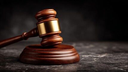 Wooden Gavel Close-Up, Symbol of Law and Justice on Marble Surface, legal , court